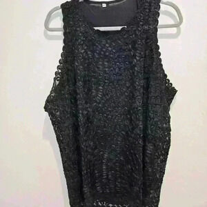 Black Lace Overlay Women's Sleeveless Top Plus Size 3X Two pieces NWT